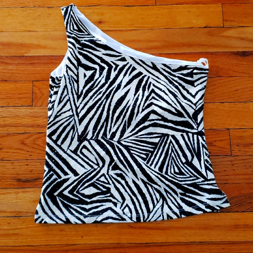 Y2k zebra one shoulder top